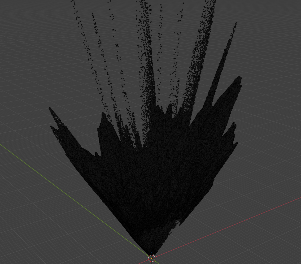 Screenshot of Blender with a point cloud of all points we generated at once