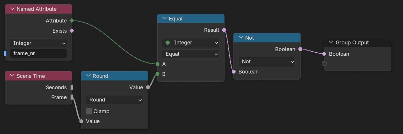 Screenshot of Blender with geometry node setup